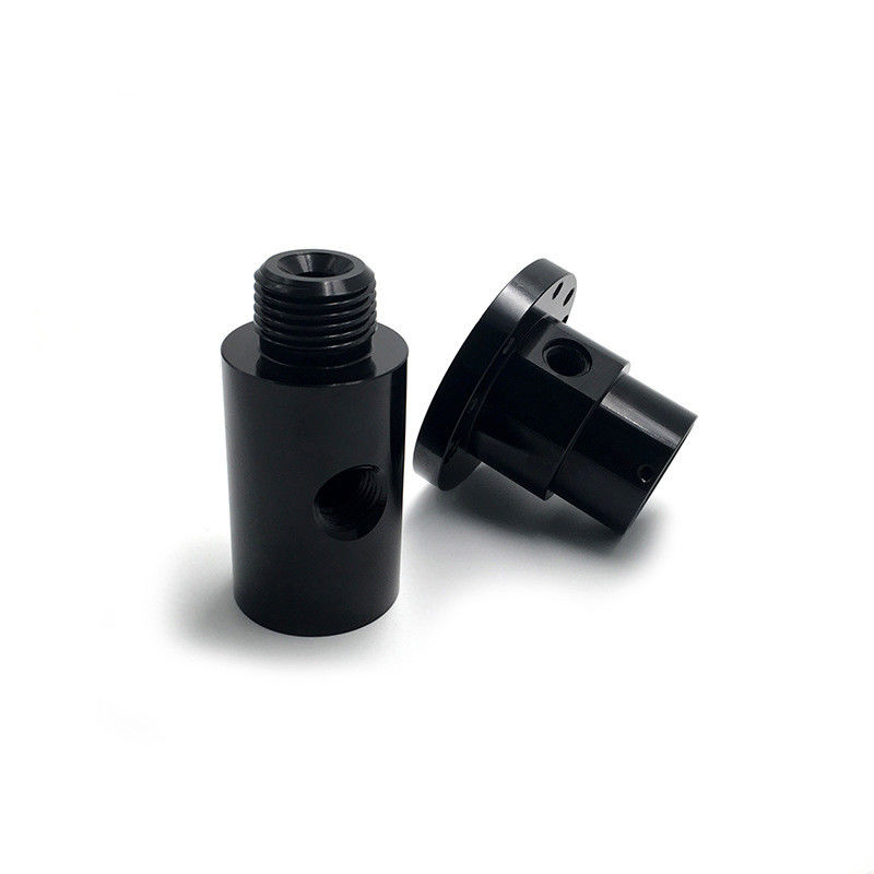 ODM CNC Turned Parts Aluminum Alloy Parts With Thread And Black Anodizing