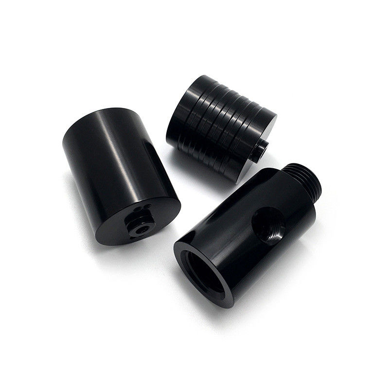 ODM CNC Turned Parts Aluminum Alloy Parts With Thread And Black Anodizing